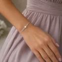 Bransoletka dla przyszłej mamy Baby Shower z perłą i akwamarynem | Prezent dla kobiety w ciąży